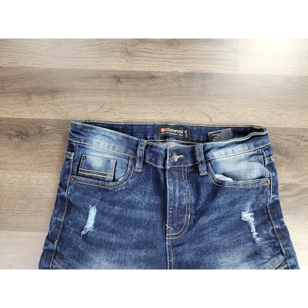Southpole Jean Shorts Size 10 Dark Wash Y2K Mid Rise Youth Boys Denim Baggy Fit